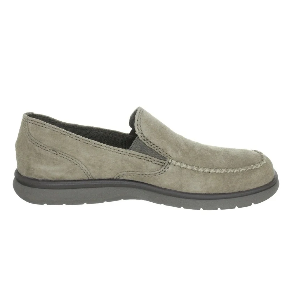 Patagonia Boulder Mens Size 9 Suede Slip On Loafers Forge Grey Tan Moc Toe Shoes